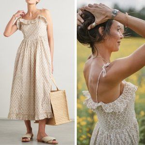 NEW Doen Wendelin Organic Cotton Poplin Midi Dress Spring Elderberry Bohemian